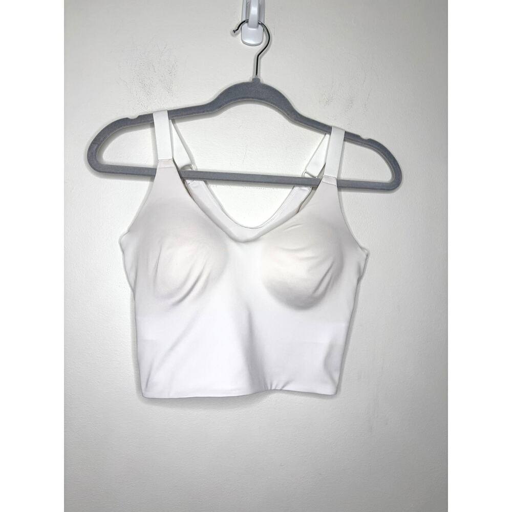 Vively Women's Medium Impact Fast Dry Sports Bra Sz M White Adj Straps Athletic